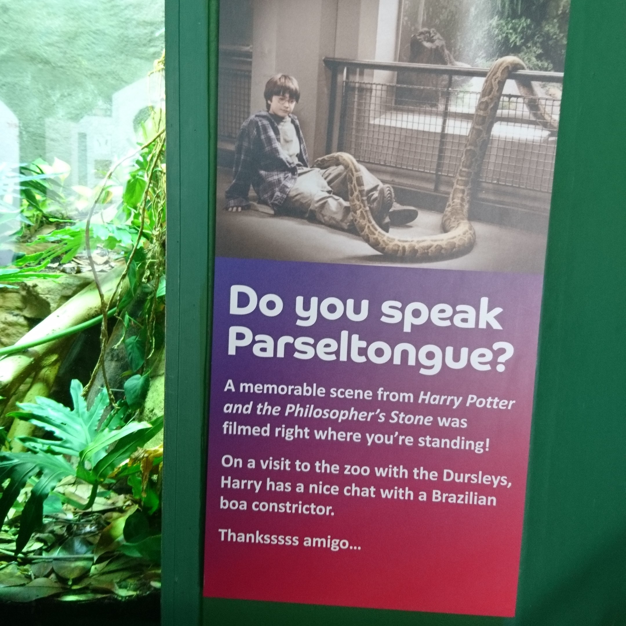 The Harry Potter poster at ZSL London Zoo