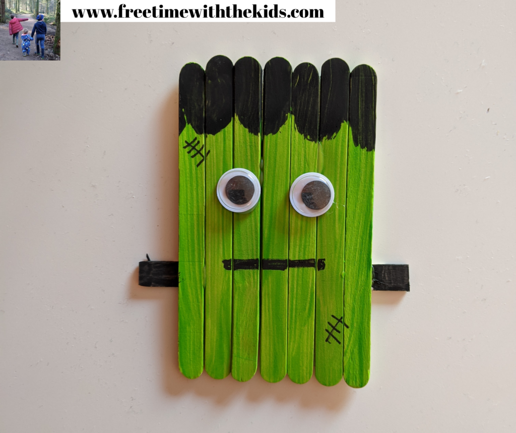 Frankenstein's Monster lolly stick craft | Halloween children's activities | Free Time with the Kids | Cheap children's crafts